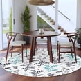thumbnail image 3 of Round Area Rug 5 Ft, Aqua Grey Botanical Washable Non-Slip Circle Carpet for Living Room/Bedroom, Watercolor Spring Floral Summer Leaf Low-Profile Runner Mats Collection Rugs for Indoor, 3 of 8