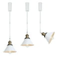 thumbnail image 1 of FSLiving Adjustable Height Track Pendnat Light H-Type Retractable Lift Track Spotlight with Telescoping Rod Adjustable Gimbaled Lamp-Post Halo Track Industrial Cone Lamp, White - 3 Lights, 1 of 7