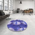 thumbnail image 4 of Ahgly Company Machine Washable Indoor Round Transitional Purple Mimosa Purple Area Rugs, 5' Round, 4 of 7
