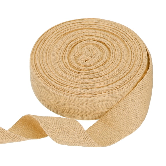 Uxcell Cotton Twill Tape Ribbon 1" 11 Yard Herringbone Webbing Tape, Light Brown