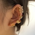 thumbnail image 3 of 1 Set Hoop Earring Cool Round Hip-hop Style Non Ear Piercing Lady Ear Clip for Daily Wear, 3 of 8