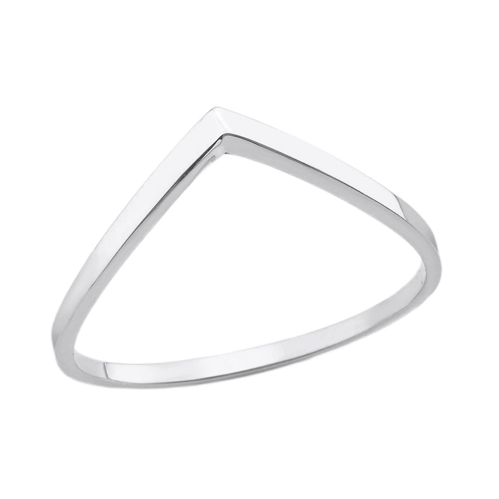 10k White Gold Stackable V-Shape Chevron Ring (Size 10.5)