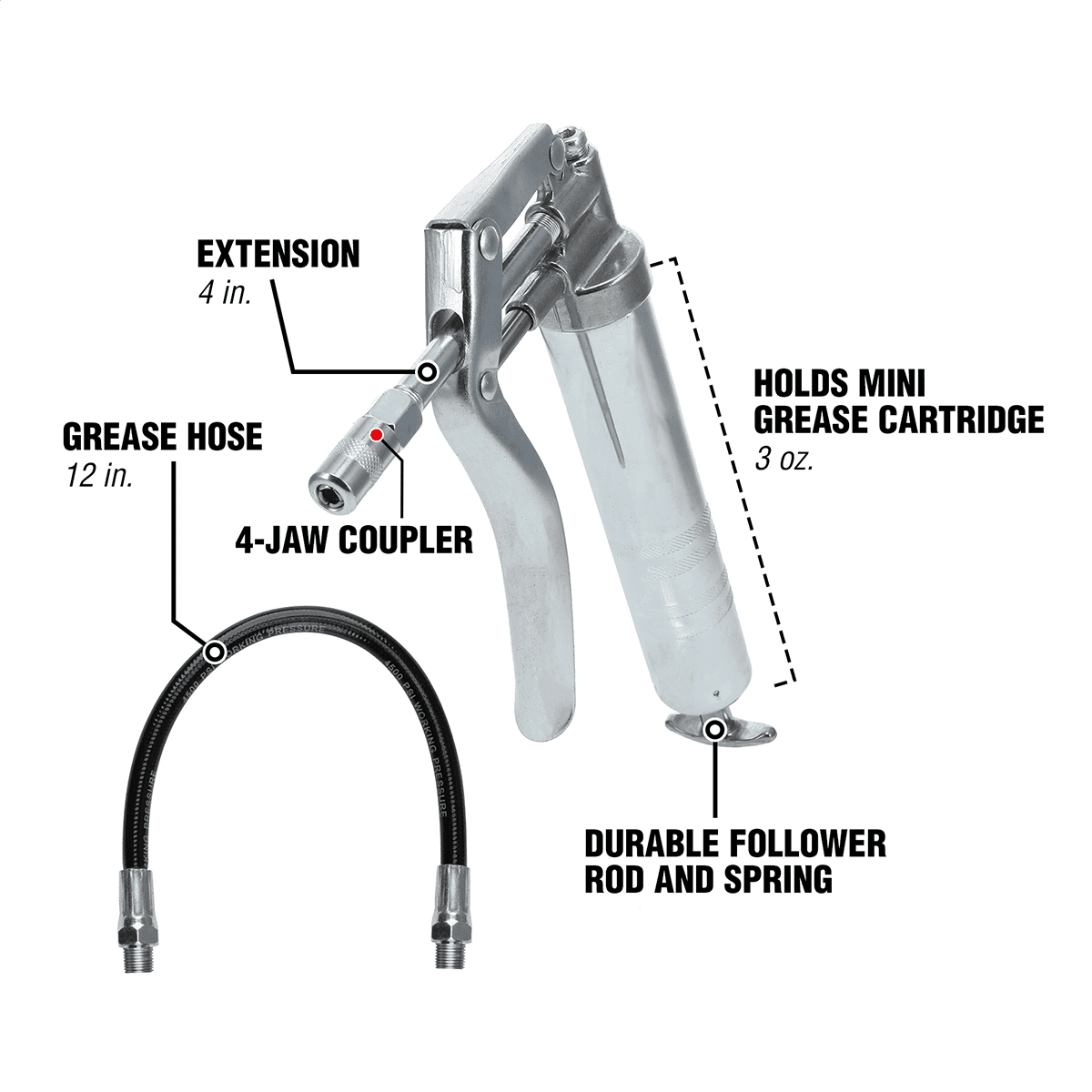Legacy Manufacturing Workforce Mini Grease Gun with 3 oz. Cartridge