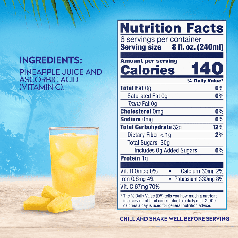 Dole 100% Pineapple Juice, 46 fl oz Cans, 3-Pack (2 Pack) photo 4