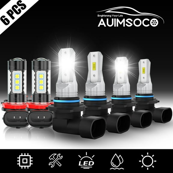 For 2006-2012 Toyota RAV4 Combo 6x 6500K LED Headlight Hig/Low + Fog Light Bulbs 300% Brighter Non-polarity