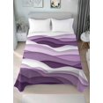 thumbnail image 2 of Twin XL Size Flat Sheet Only, Purple Ombre Soft Brushed Microfiber Bed Sheets, Modern Geometric Moire Abstract Art Hotel Quality Breathable Bedding Top Sheet, Easy Care, 66"x102", 2 of 9