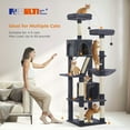 thumbnail image 6 of PEQULTI 71 " Large Cat Tree Tower for Cat with Dual Condos and 6 Scratching Posts Indoor Dark Gray, 6 of 11