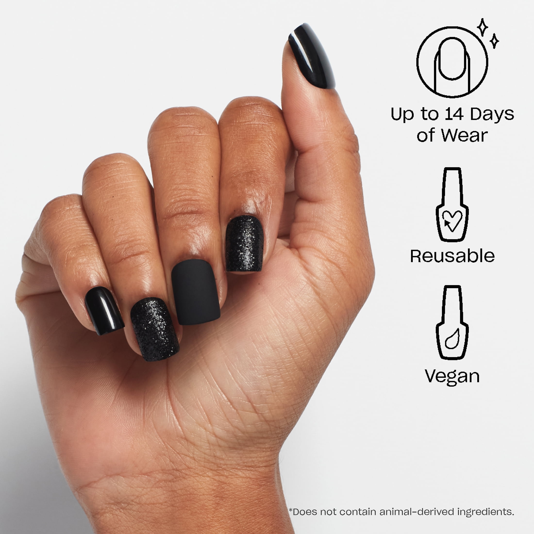 OPI On Point Instant Press On Nails, Little Black Onyx Dress, False Nails, 24 Pieces