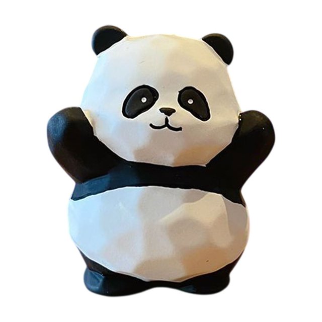 Adorno de panda de resina CLLC, linda figura de panda tallada en madera hecha a mano, regalo de panda, estatuas de panda de madera para decoración del hogar o sala de estar, escultura de accesorios d