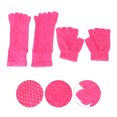 thumbnail image 3 of Chaussettes et Gants de Yoga Sans Poignée avec Points en Silicone (Rouge Rose), 3 of 7