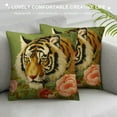 thumbnail image 3 of Nawypu  Tiger Throw Pillow Cover Decorative Colorful Flower Emboidered Accent Pillow Case Print Cushion Soft Pillowcase Bed Living Room Couch Bedroom Decor Tassel, 3 of 5