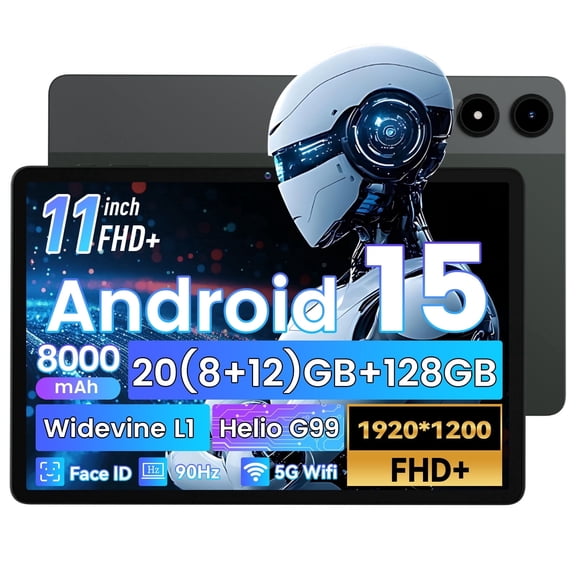 Android 15 Tablet, 11 Inch Tablet,Helio G99 Octa-Core CPU Tablet Computer,  128GB ROM 20(8 12)GB RAM  2TB TF, Octa-Core Processor,1920 * 1200 FHD, 8000m