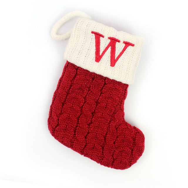 Christmas Socks Red Snowflake Alphabet Letters Christmas knitting Stocking Christmas Tree Pendant Decorations For Home Xmas Gift(W)