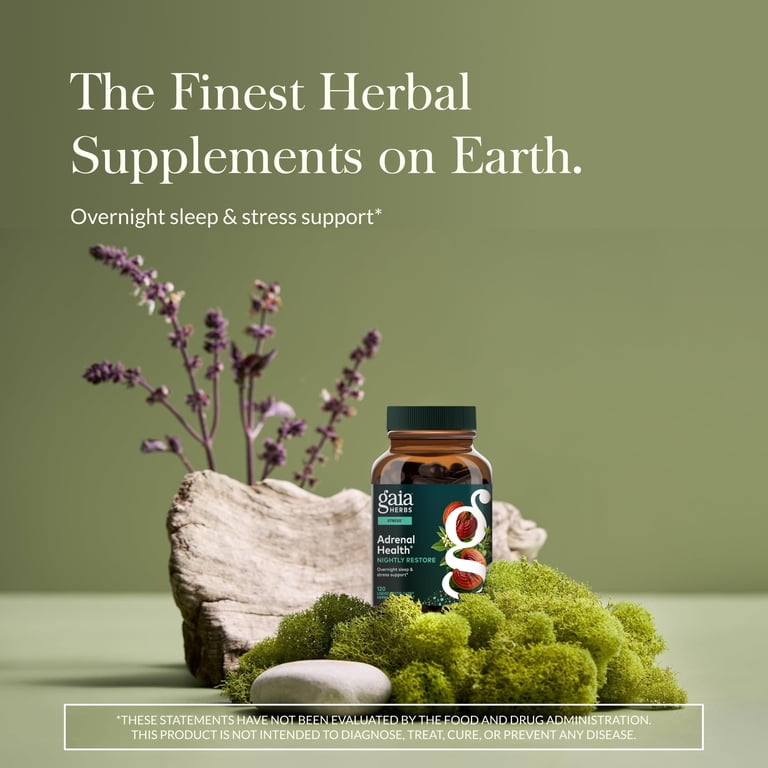 Gaia Herbs Adrenal Health Nightly Restore, Mood Support Supplement