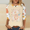 thumbnail image 2 of lcziwo Lightning Prime Today Womens Easter Shirts Fashion 3D Bunny Rabbit Print Tshirts Loose Casual Round Neck 3/4 Sleeve Tops 2025 T-Shirt Vacation Outfits Khaki M, 2 of 6