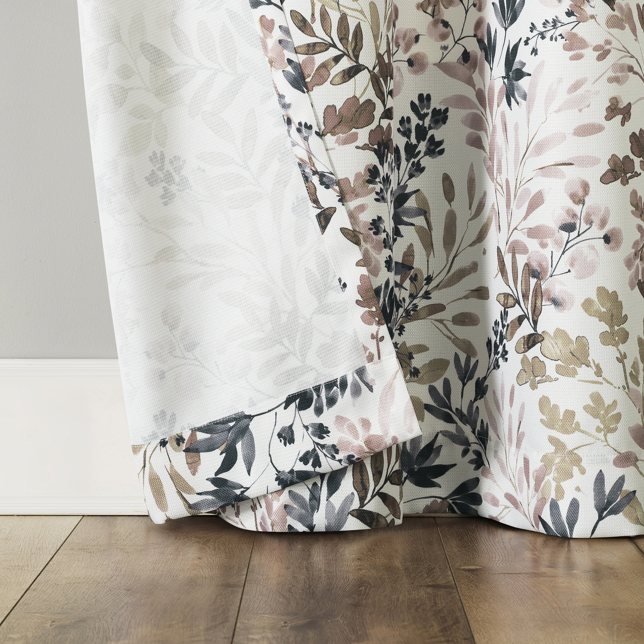 No. 918 Amelie Botanical Print Room Darkening Grommet Curtain Panel, 48"x84", Blush