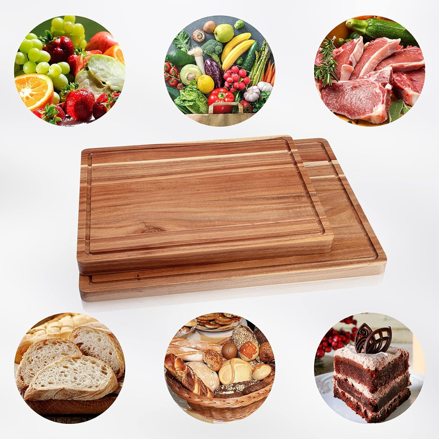 Homhougo Large Acacia Wood Cutting Boards for Kitchen, 24 x 18 Inch Extra Large Wooden Cutting Board with Juice Groove, Reversible Butcher Block Cutting Board for Meat and Veggies