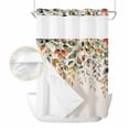 thumbnail image 2 of Orange Green Eucalyptus Leaves No Hook Shower Curtain Waterproof, Bathroom Curtains with Snap in Liners and See Through Top Window, Fall Botanical Rustic Hotel Style Bathtub Curtains Shower 72"Wx84"L, 2 of 8
