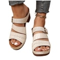 thumbnail image 5 of Taylonsss Women's Fashion Versatile Casual Chunky Heel Buckle Strap Peep Toe Sandals Spring Summer Trendy Strappy Wedge Heel Comfortable Shoes for Plus Size, 5 of 9