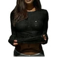 thumbnail image 2 of Nmnitkp Women's Mesh Tops Shirts Long Sleeve Bodycon Sheer Blouse Clubwear Black,L, 2 of 3