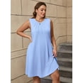 thumbnail image 3 of SHOWMALL Women's Plus Dresses Casual Sleeveless Beach Tank Sundress with Pockets 4X Light Blue, 3 of 7