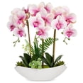 thumbnail image 1 of Flores Artificiales Orquídea Rosa Briful con Maceta de Cerámica 45 cm, 1 of 7