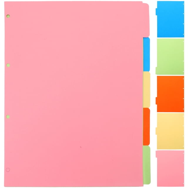 2 Sets Colored Binder Dividers 4-holes Loose Leaf Notepad Tabs Dividers Practical Notebook Index Pages A4