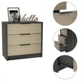 thumbnail image 6 of Xukmct Wood 3 Drawers Dresser Cabinet for Home, Living Room, Bedroom, Black + Brown, 6 of 6