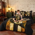 thumbnail image 3 of Manfei USA Flag Fish Full Size Bedding Sets, Rustic Farmhouse Full Size Bed in a Bag, Gold Black Brown, Black Reversible 7 Pieces, 3 of 6