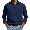 thumbnail image 2 of Men's and Big Men's Polos Shirts Solid Color Rayon Collar Button Pocket Hyperline Shirt for Daily Work Wear, 2 of 6