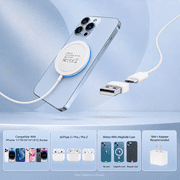 WTUHU Magnetic Wireless Charger 15W Fast Mag-Safe Charging Pad for iPhone 17/16/15 /14/13/12 Series AirPods 3/2/Pro/Pro 2, White