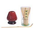 thumbnail image 1 of Juego de Batidores de té Matcha Sunnimix bambú y cerámica rojo, 1 of 8