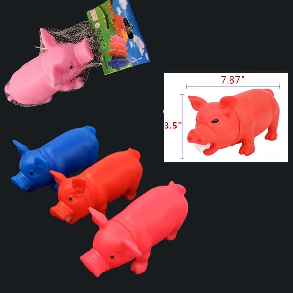 1 Pig Toy Grunting Squeaky Rubber Pet Puppy Chew Squeaker Sound Funny