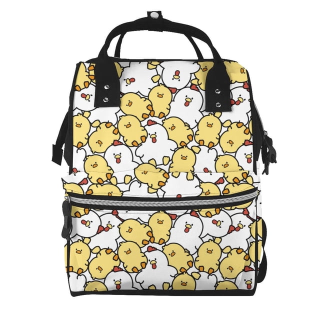 Easygdp Cartoon Chicken para Bolsa de Bebé de Gran Capacidad con Múltiples Bolsillos, Bolsa de Pañales para Padres, Bolsa de Viaje Organizada y Elegante