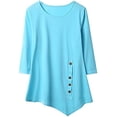 thumbnail image 5 of Women Round Neck Long Sleeves Blouse Loose Irregular Hem Casual Dress T-Shirt, 5 of 6