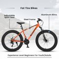 thumbnail image 4 of Track Seven 26-Inch Fat Tire Mountain Bike, High-Carbon Steel Frame, Full Shimano 21-Speed Drivetrain, Dual Disc Brakes, All-Terrain Suspension MTB for Adults, Orange, 4 of 6