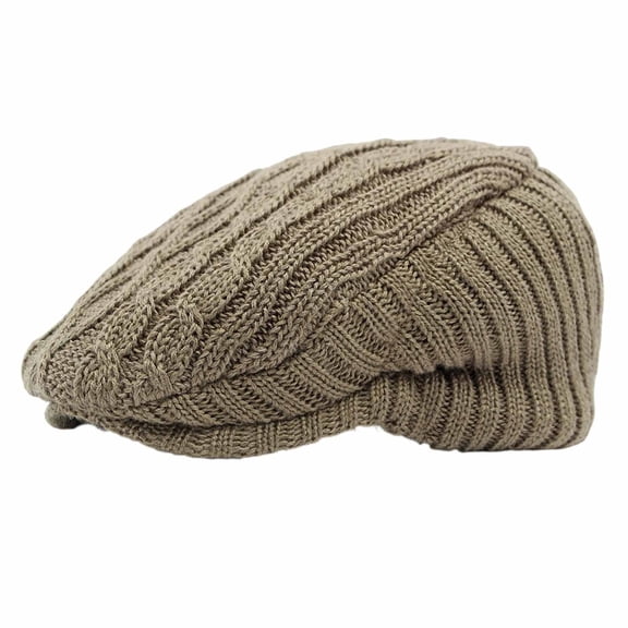 Ticikt Men Women Knit Newsboy Cap, Retro British Style Warm Beret Ivy Flat Cap,Color:KH2