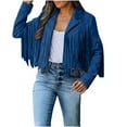 thumbnail image 2 of oversized leather jacket women,Navy Women's Fringe Faux Suede Leather Jackets Fall Fashion 2025 Tassel Motorcycle Cropped Coats, 2 of 6