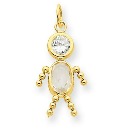November Birthstone Boy Charm - 14k Yellow Gold April Boy Birthstone Charm