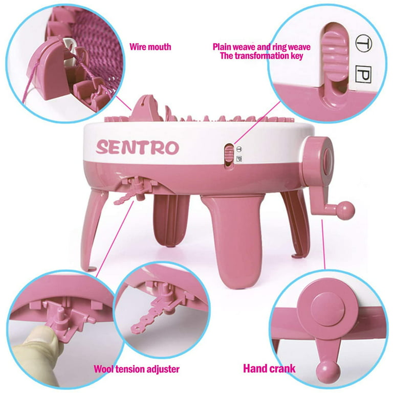 Knitting Machine Sentro 22 Needles Machines Smart Weaving Loom DIY Board Rotating Machines for Adults and Kids White