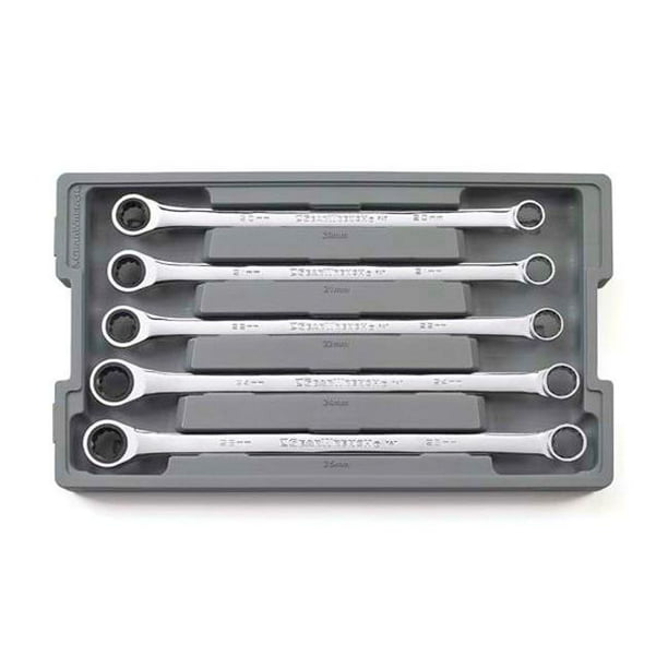 VIM Tools VMDPW100 5 Piece Metric Double Box Universal Spline Reversible Ratcheting Wrench Set