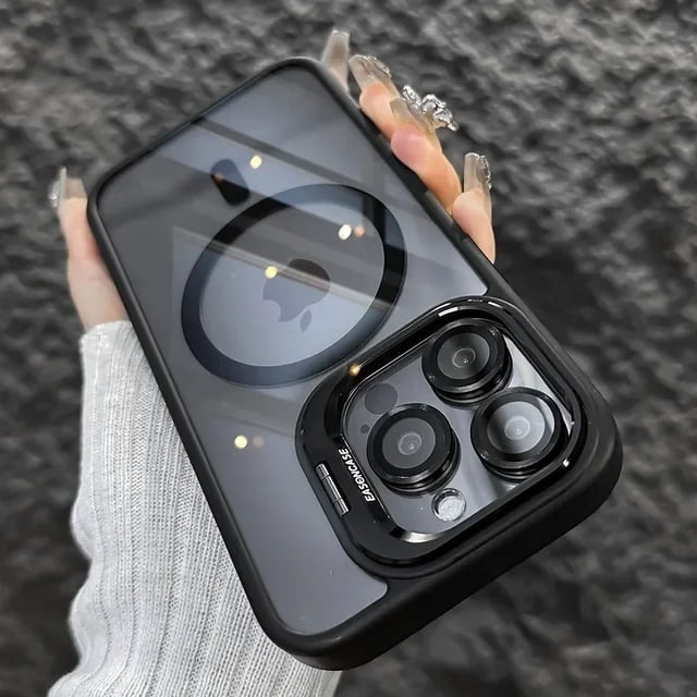 Luxury Magnetic Shockproof Phone Case For iPhone 16 15 14 13 12 11 Pro Max For Magsafe Funda Stand Glass Lens Protector Cover tzw