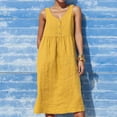 thumbnail image 2 of Sngxgn Women's Casual Loose Sundress Long Dress Sleeveless Split Maxi Dresses Summer Beach Dress with Pockets(Yellow,L), 2 of 6