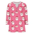 thumbnail image 5 of Ounisa 3/4 Length Sleeve Womens Christmas Tops Casual Loose Fit V Neck T Shirts Cute Solid Three Quarter Length Tunic Santa Claus Blouse, 5 of 5