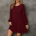 thumbnail image 3 of Baqcunre Sweater Dress for Women Autumn And Winter Women's Imitation Cotton Strip Skirt Knitted Long Sleeved Dress Sweater Dress Dresses for Women 2024 Summer Dresses for Women 2024 Red L, 3 of 3