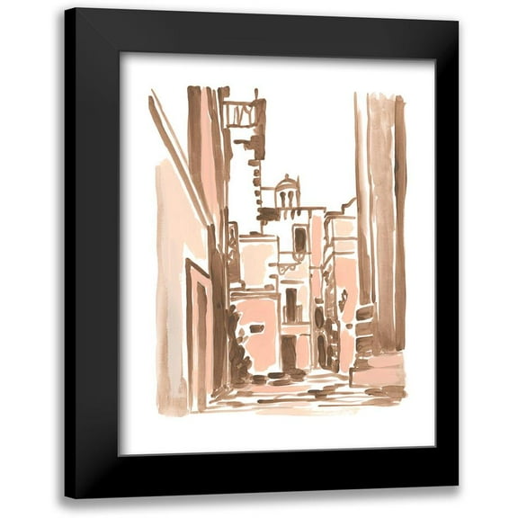 Vess, June Erica 12x14 Black Modern Framed Museum Art Print Titled - Blush Architecture Study II