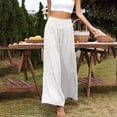 thumbnail image 3 of TIHLMK Womens Trousers Women's Fashion Casual High Waist Elastic Waist Solid Color Ruffle Wide Leg Long Pants Gifts for Women, 3 of 6
