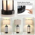 thumbnail image 6 of RORIA 24”Modern Living Room Table Lamp Set of 2 with 2 USB charging ports, built-in frosted white glass with night light, black retro country farmhouse lamp, perfect for bedroom bedside lamps, 6 of 9