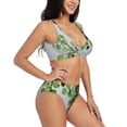 thumbnail image 2 of Kdxio Watercolor Green Leaves Print Women's 2 Piece High Waisted Wrap Spaghetti Strap Summer Swimsuit Bikini Set-Medium, 2 of 7