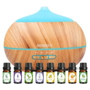 Anysun Essential Oil Diffusers,Aromatherapy Diffuser & Essential Oil Set with 8 Essential Oils,500ml Ultrasonic Aromatherapy Diffuser,Aroma Cool Mist Humidifier with Timer Waterless Auto Off